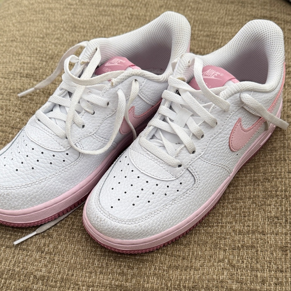 Nike White and Pink Air Force 1 sz 2